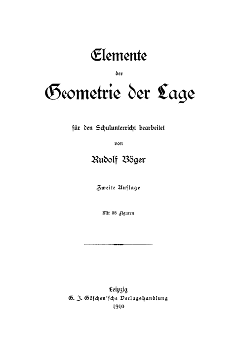 Cover image for book Elemente der Geometrie der Lage