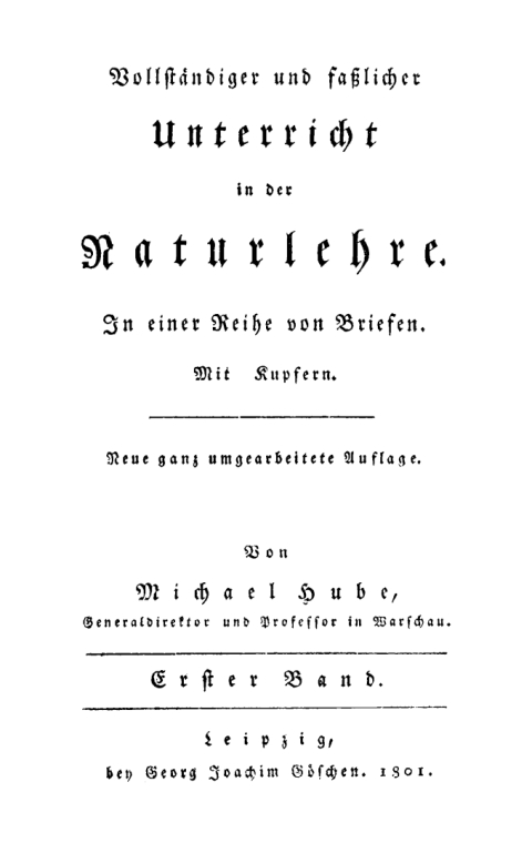 Cover image for book Michael Hube: Vollständiger und fasslicher Unterricht in der Naturlehre. Band 1