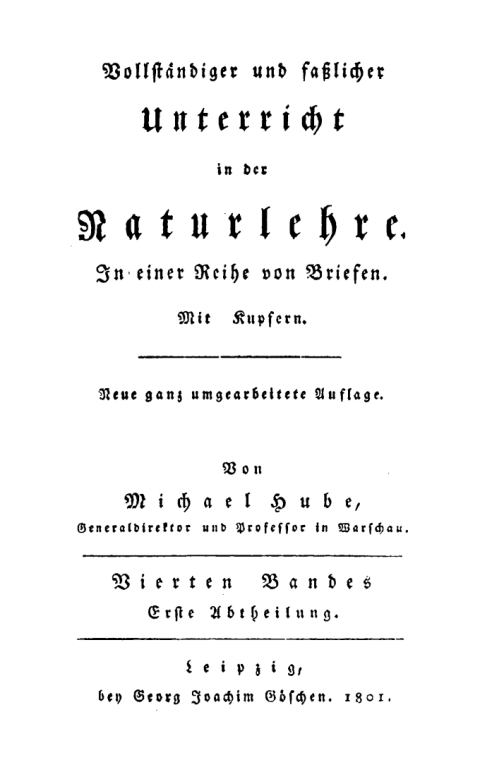 Cover image for book Michael Hube: Vollständiger und fasslicher Unterricht in der Naturlehre. Band 4, Abt. 1