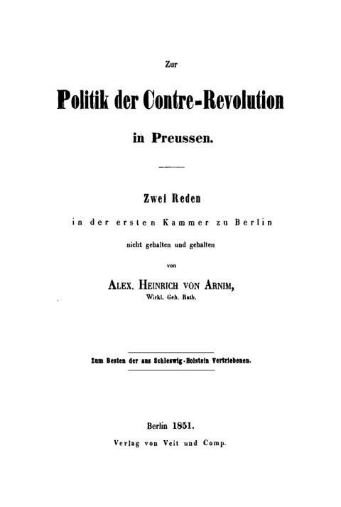 Cover image for book Zur Politik der Contre-Revolution in Preußen