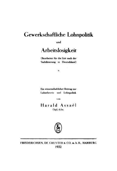Cover image for book Gewerkschaftliche Lohnpolitik und Arbeitslosigkeit