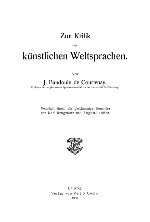 Cover image for book Zur Kritik der künstlichen Weltsprachen