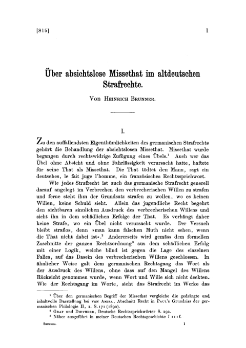 Cover image for book Über absichtslose Missethat im altdeutschen Strafrechte