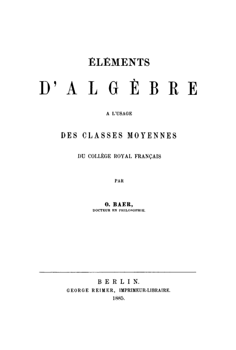 Cover image for book Eléments d'algébre