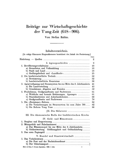 Cover image for book Beiträge zur Wirtschaftsgeschichte der T'ang-Zeit 618–906
