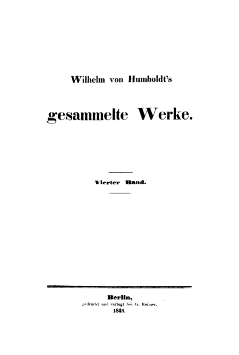 Cover image for book Wilhelm von Humboldt: Gesammelte Werke. Band 4