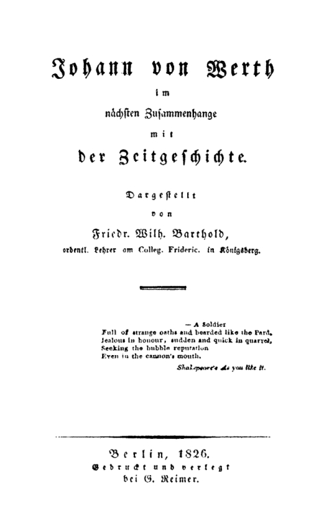 Cover image for book Johann von Werth im nächsten Zusammenhange mit der Zeitgeschichte