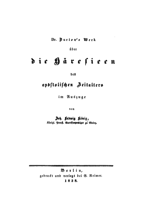 Cover image for book Dr. Burtons Werk über die Häresieen des apostolischen Zeitalters