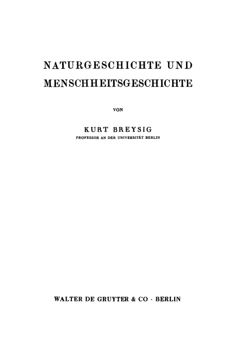 Cover image for book Naturgeschichte und Menschheitsgeschichte