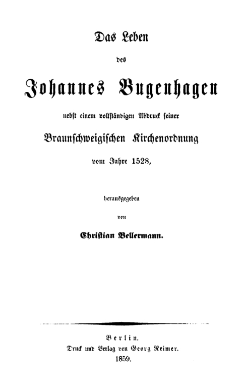 Cover image for book Das Leben des Johannes Bugenhagen