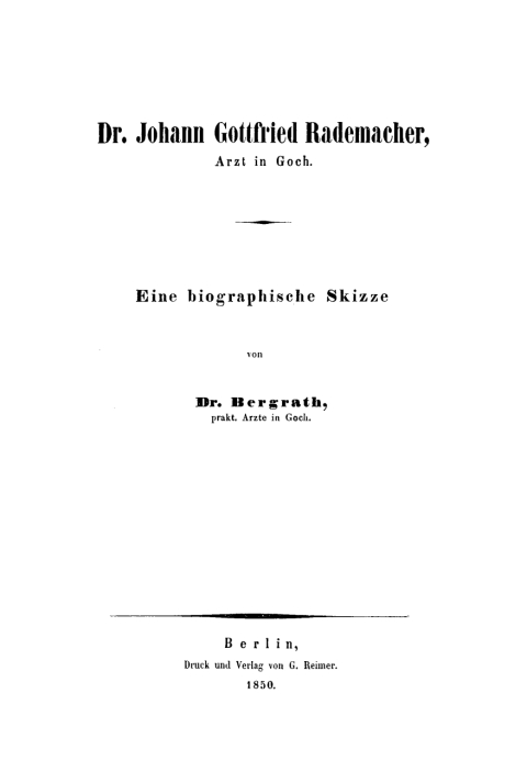 Cover image for book Dr. Johann Gottfried Rademacher, Arzt in Goch