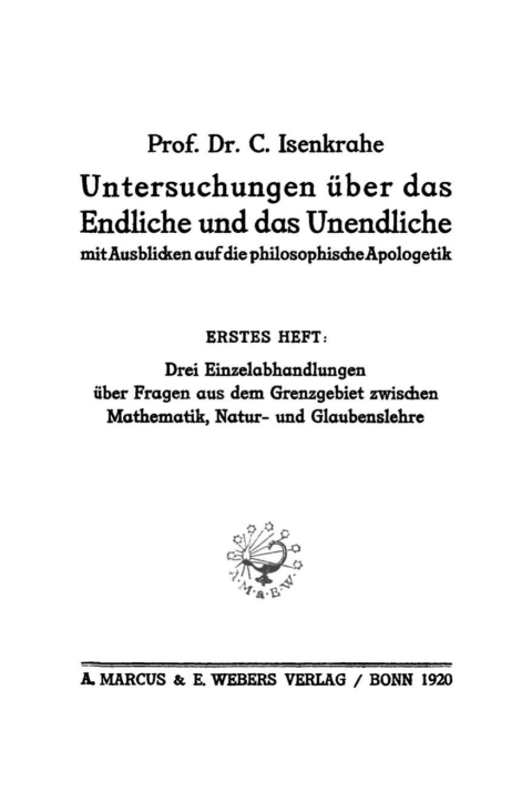 Cover image for book Drei Einzelabhandlungen über Fragen aus dem Grenzgebiet zwischen Mathematik, Natur- und Glaubenslehre
