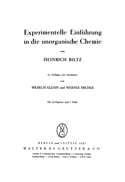 Cover image for book Experimentelle Einführung in die unorganische Chemie