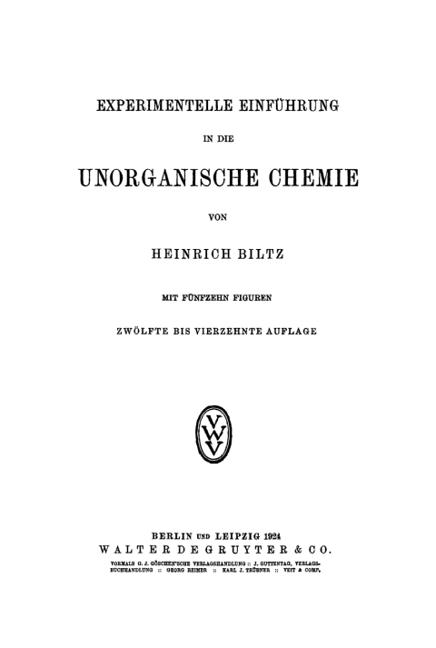 Cover image for book Experimentelle Einführung in die unorganische Chemie