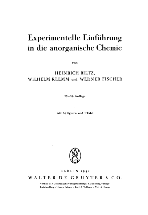 Cover image for book Experimentelle Einführung in die anorganische Chemie