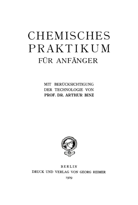 Cover image for book Chemisches Praktikum für Anfänger