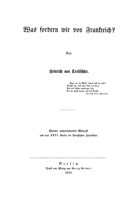 Cover image for book Was fordern wir von Frankreich?