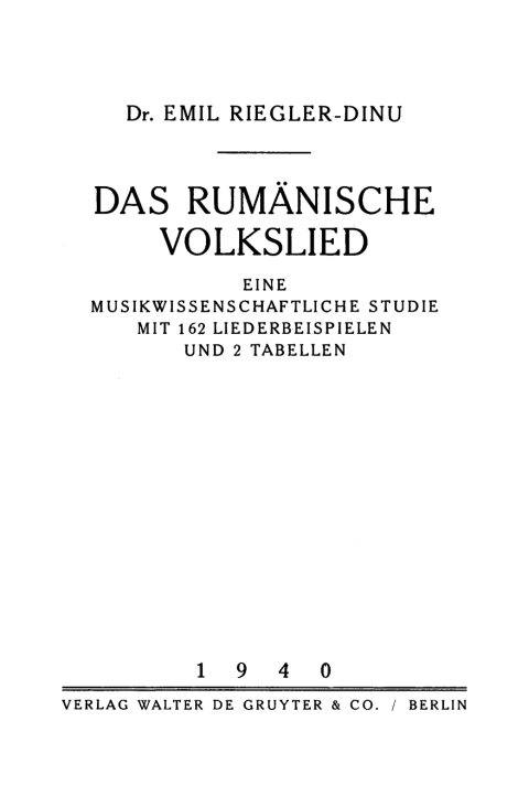 Cover image for book Das rumänische Volkslied