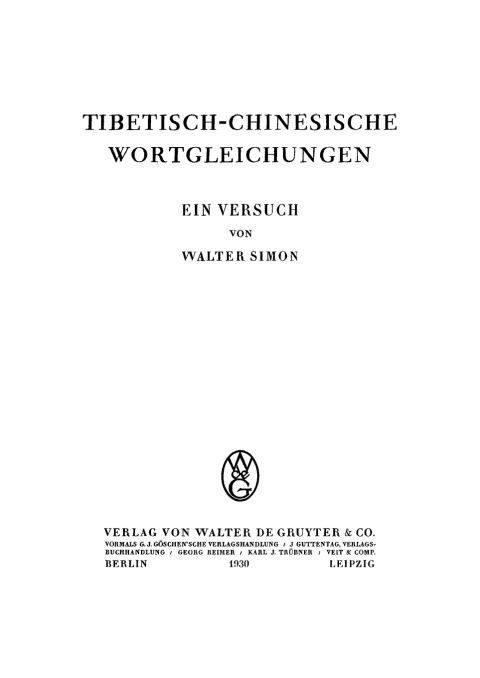 Cover image for book Tibetisch-chinesische Wortgleichungen