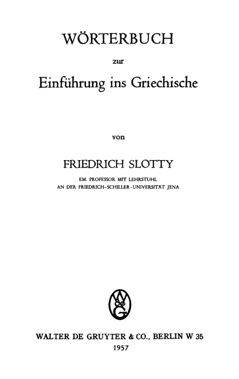 Cover image for book Wörterbuch zur Einführung ins Griechische