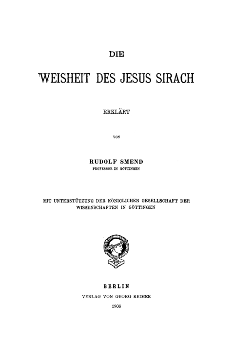 Cover image for book Die Weisheit des Jesus Sirach