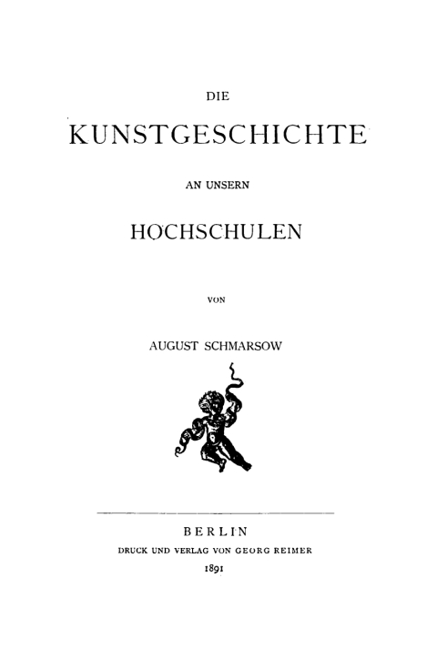 Cover image for book Die Kunstgeschichte an unsern Hochschulen