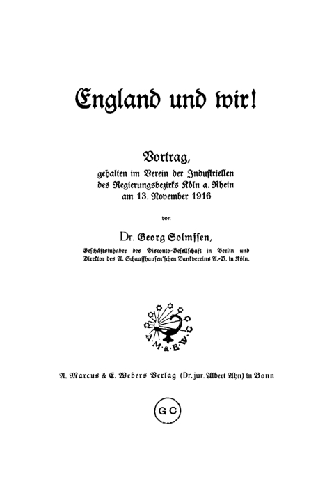 Cover image for book England und wir!