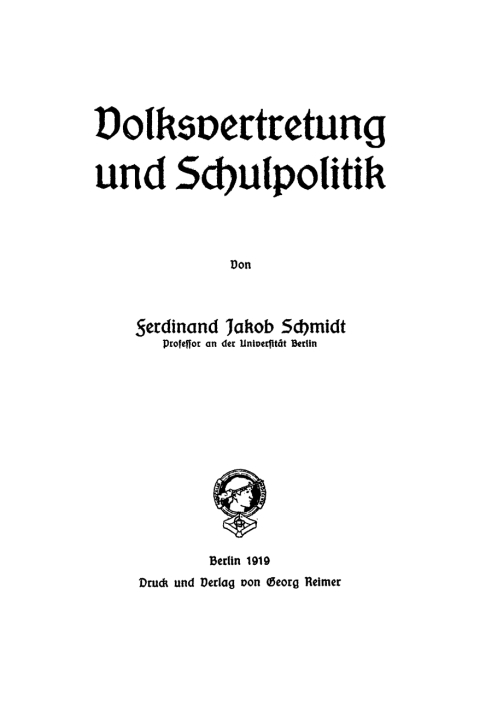 Cover image for book Volksvertretung und Schulpolitik