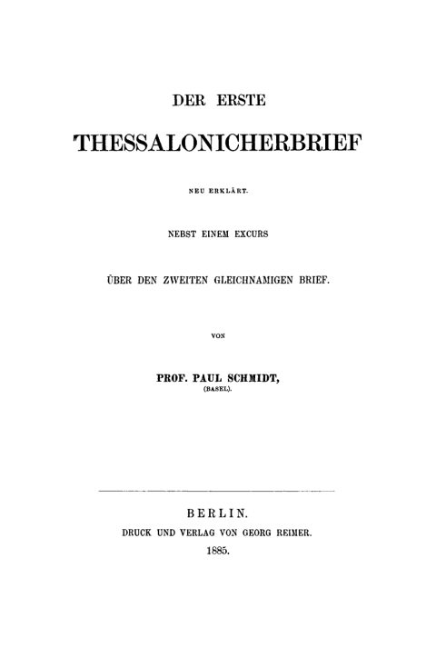 Cover image for book Der erste Thessalonicherbrief neu erklärt nebst einem Exkurs über den zweiten gleichnamigen Brief