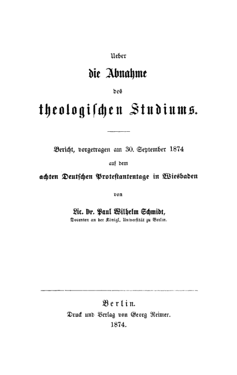 Cover image for book Ueber die Abnahme des theologischen Studiums