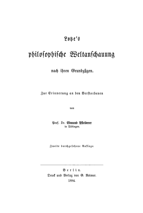 Cover image for book Lotze’s philosophische Weltanschauung nach ihren Grundzügen