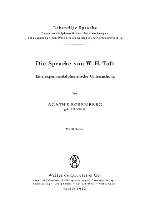 Cover image for book Die Sprache von W. H. Taft