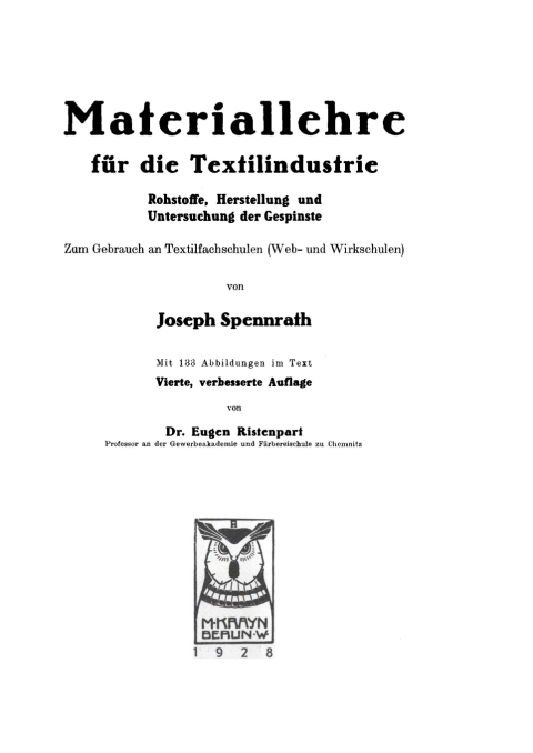 Cover image for book Materiallehre für die Textilindustrie