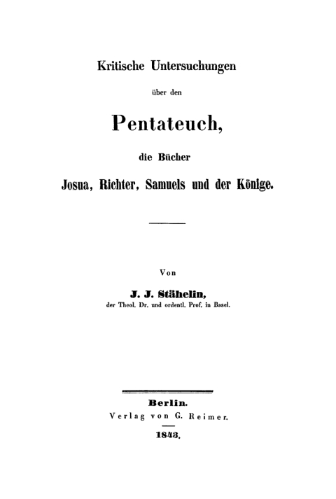 Cover image for book Kritische Untersuchungen über den Pentateuch, die Bücher Josua, Richter, Samuels und der Könige