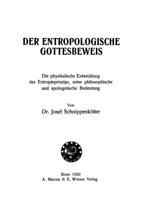 Cover image for book Der entropologische Gottesbeweis