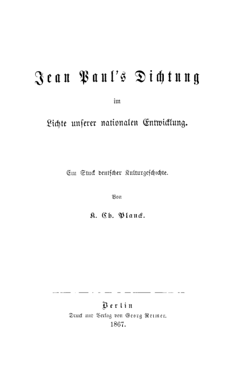 Cover image for book Jean Pauls Dichtung im Lichte unserer nationalen Entwicklung