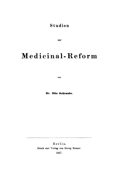 Cover image for book Studien zur Medicinal-Reform