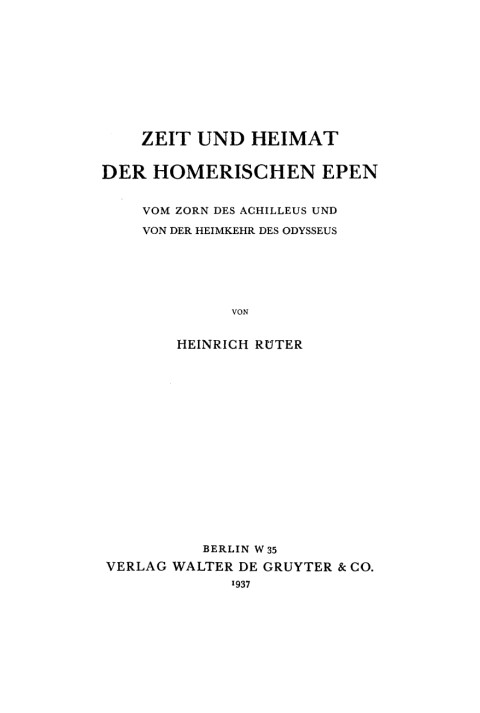 Cover image for book Zeit und Heimat der Homerischen Epen