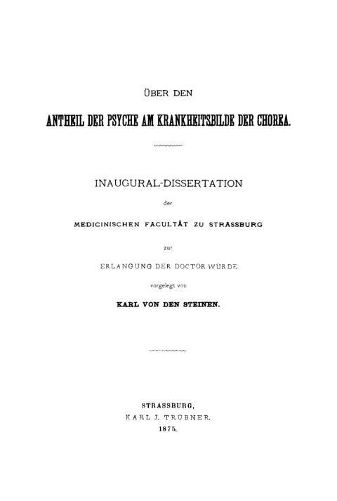 Cover image for book Über den Antheil der Psyche am Krankheitsbilde der Chorea