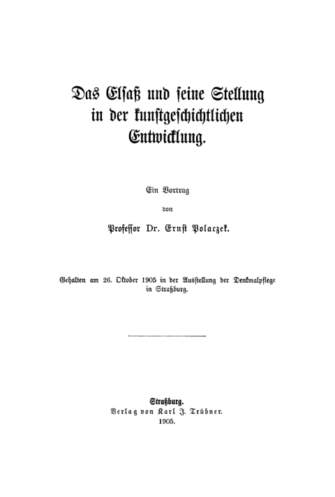 Cover image for book Das Elsaß und seine Stellung in der kunstgeschichtlichen Entwicklung