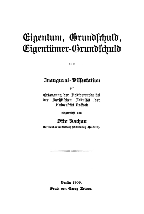 Cover image for book Eigentum, Grundschuld, Eigentümer-Grundschuld
