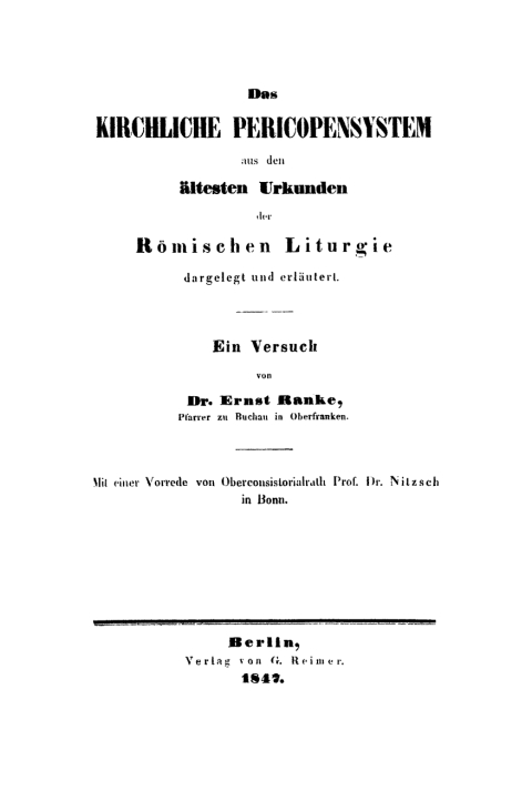 Cover image for book Das Kirchliche Pericopensystem aus den ältesten Urkunden der Römischen Liturgie dargelegt und erläutert
