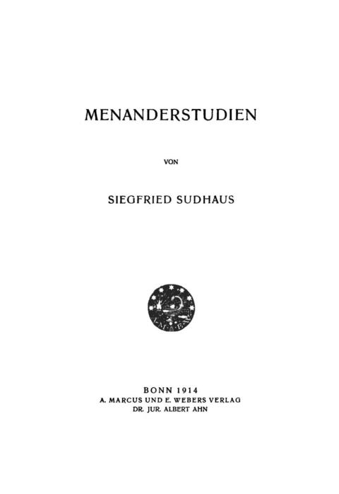 Cover image for book Menanderstudien