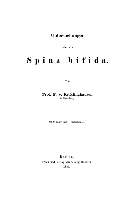 Cover image for book Untersuchungen über die Spina bifida