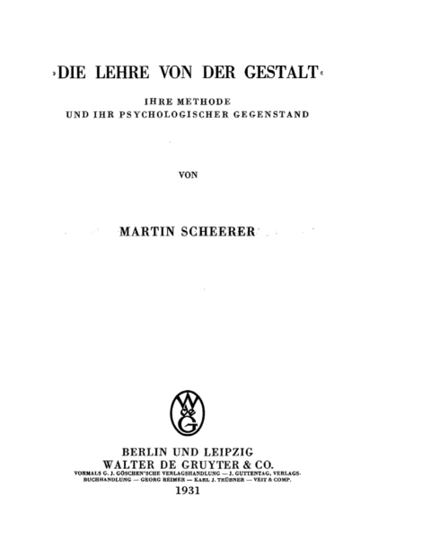 Cover image for book Die Lehre von der Gestalt