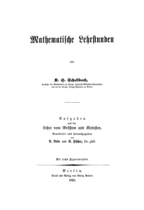 Cover image for book Mathematische Lehrstunden