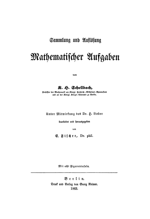 Cover image for book Sammlung und Auflösung mathematischer Aufgaben