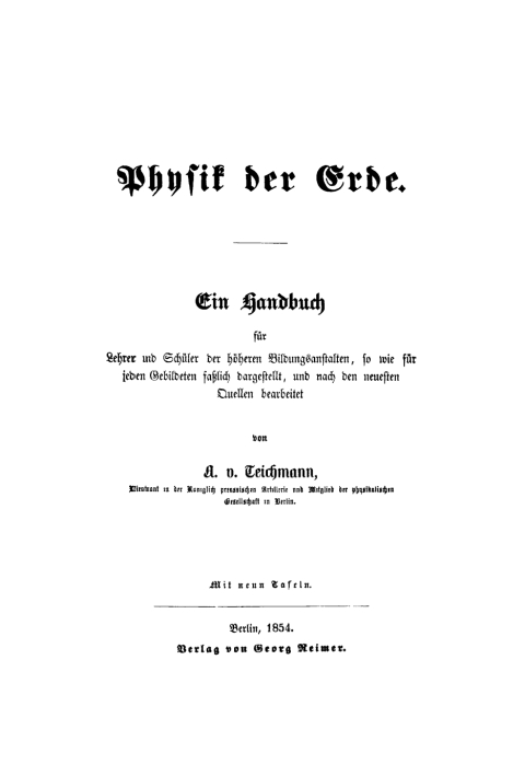 Cover image for book Physik der Erde