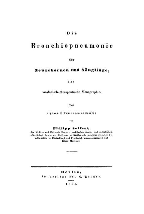 Cover image for book Die Bronchiopneumonie der Neugebornen und Säuglinge