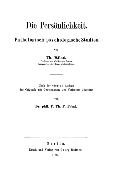 Cover image for book Die Persönlichkeit